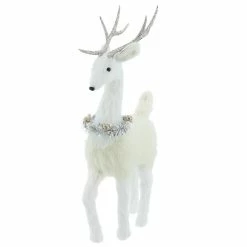 Best deal 🎉 20.5" White Standing Deer with Tinsel Wreath Tabletop Figure by Ashland® 🤩