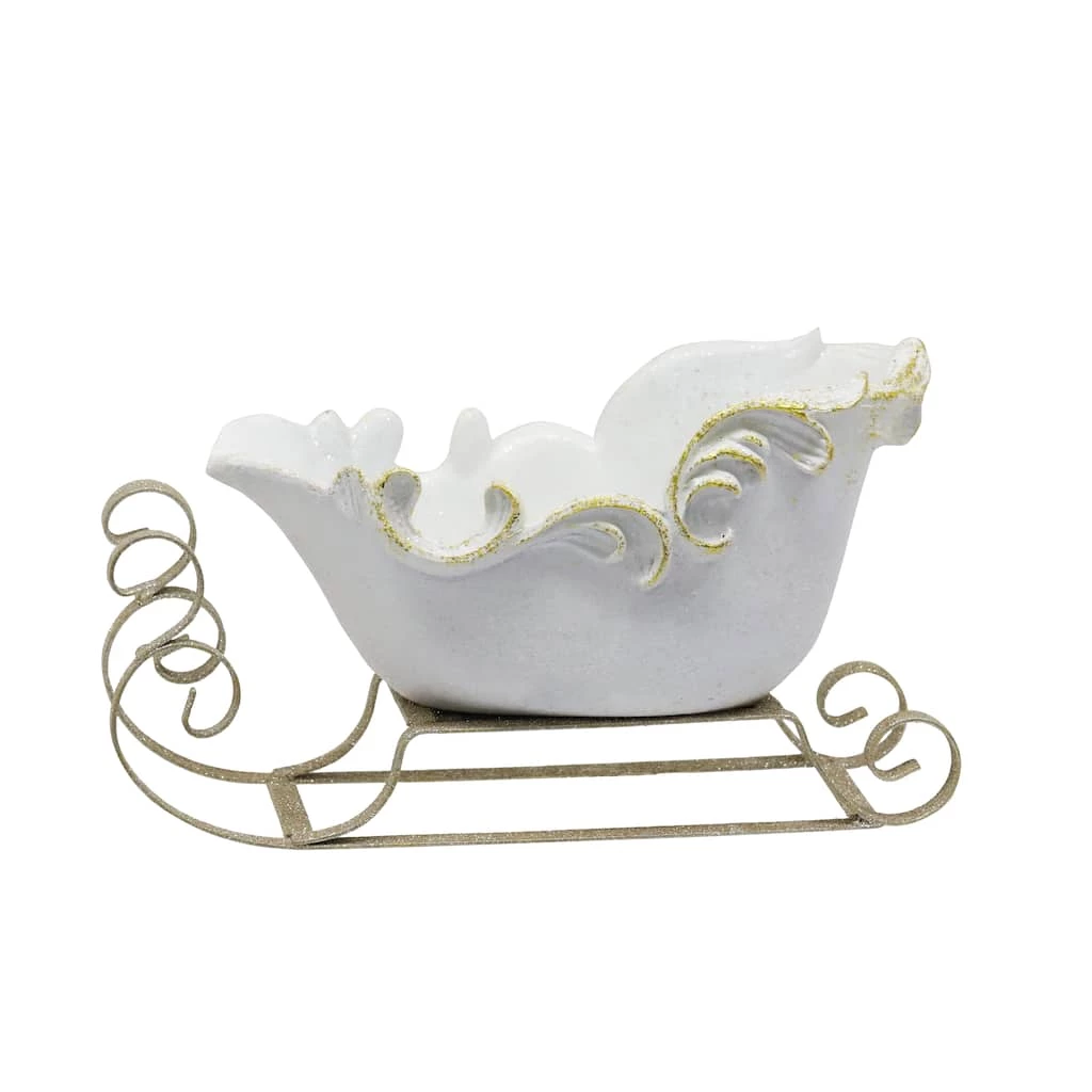 Budget 🌟 12.5" White Sleigh Decoration by Ashland® ⌛ 1 Budget 🌟 12.5" White Sleigh Decoration by Ashland® ⌛