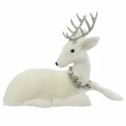 Brand new 🔔 16" White Sitting Deer with Tinsel Wreath Tabletop Figure by Ashland® ❤️